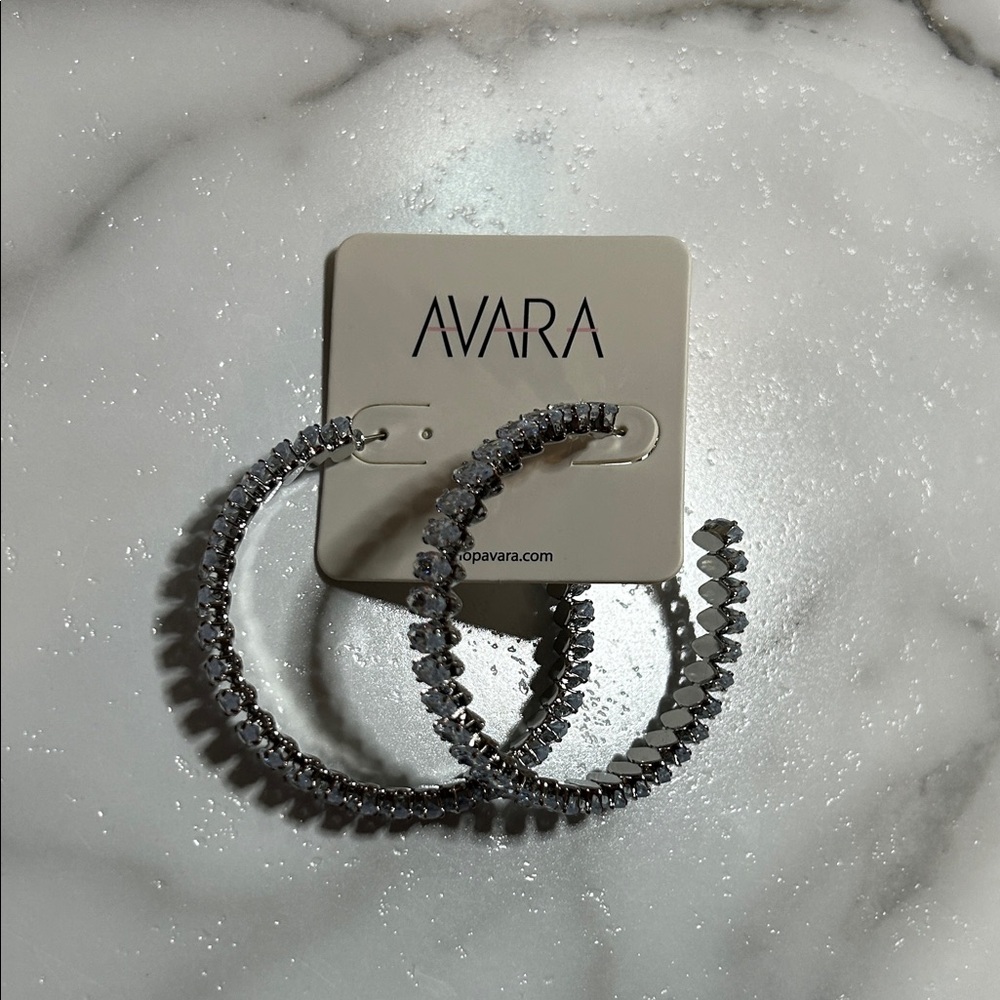 Avara Silver Crystal Hoop Earrings